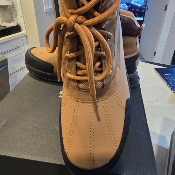 NEW MENS SZ 12 CHESTNUT UGG EMMETT 1115834 LEATHER WATERPROOF WINTER DUCK BOOTS - Picture 3 of 15